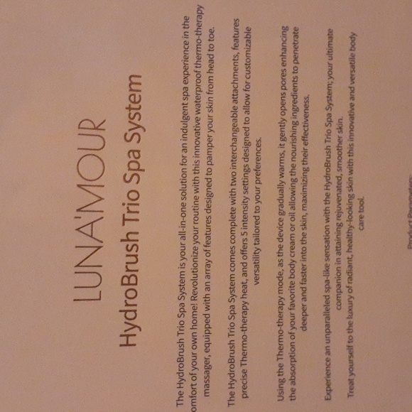 Brand New Luna'mour hydrobrush trio spa system, $195 on their website. - Picture 10 of 10